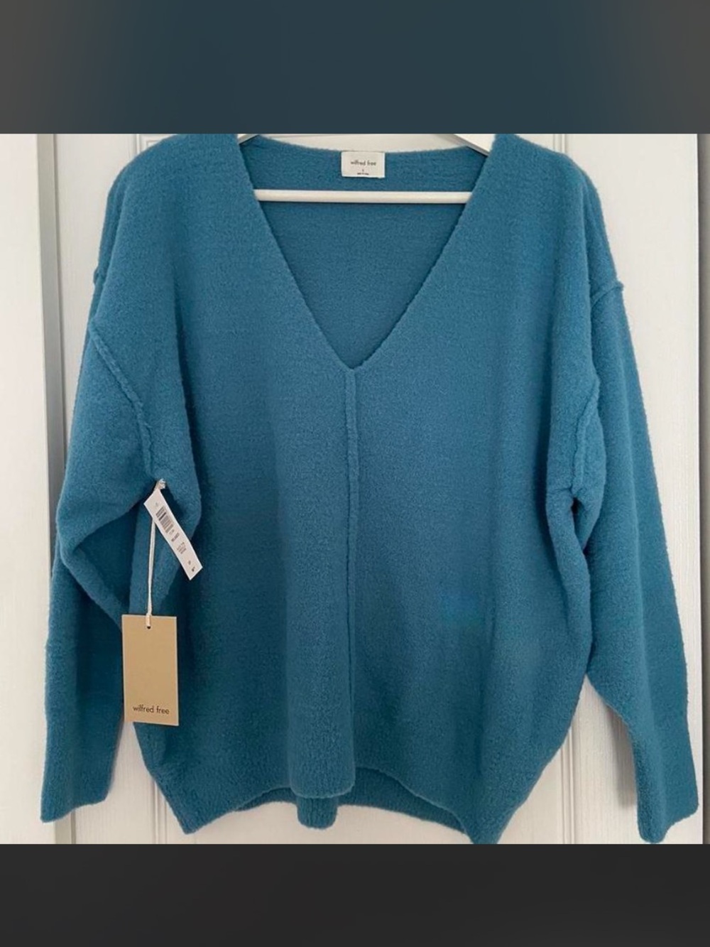Wilfred free Teal Blue V-Neck Pullover Sweater